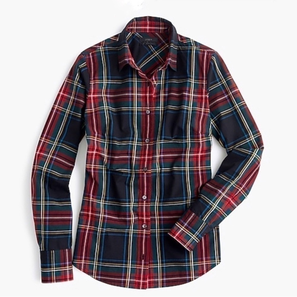 J. Crew Stewart Tartan Perfect Slim Stretch Button Down Shirt
